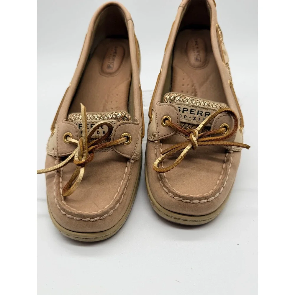Sperry Top-Sider Angelfish Boat Shoes Women's 7.5M Tan Gold Glitter Leather